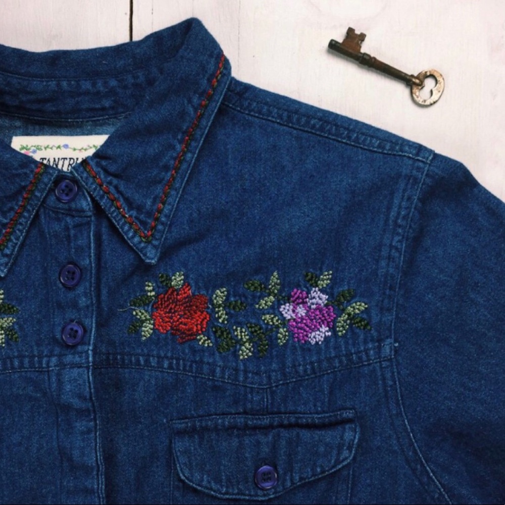 Vintage Embroidered Denim Shirt